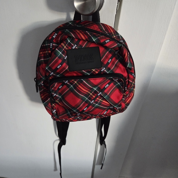 PINK Victoria's Secret Red Plaid Mini Backpack - Picture 1 of 6